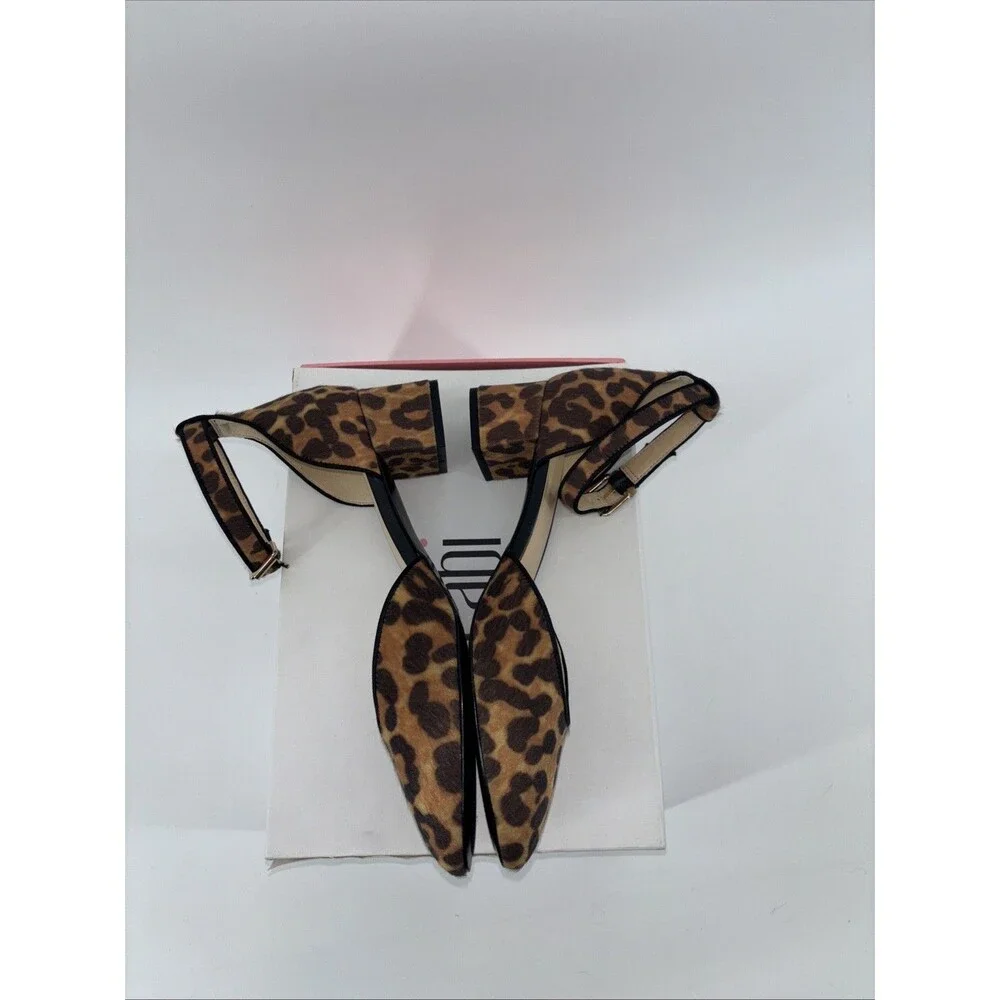 Cabi Kiki Leopard Animal Print Ankle Strap Brown Black 6015 Block Heel Size 8